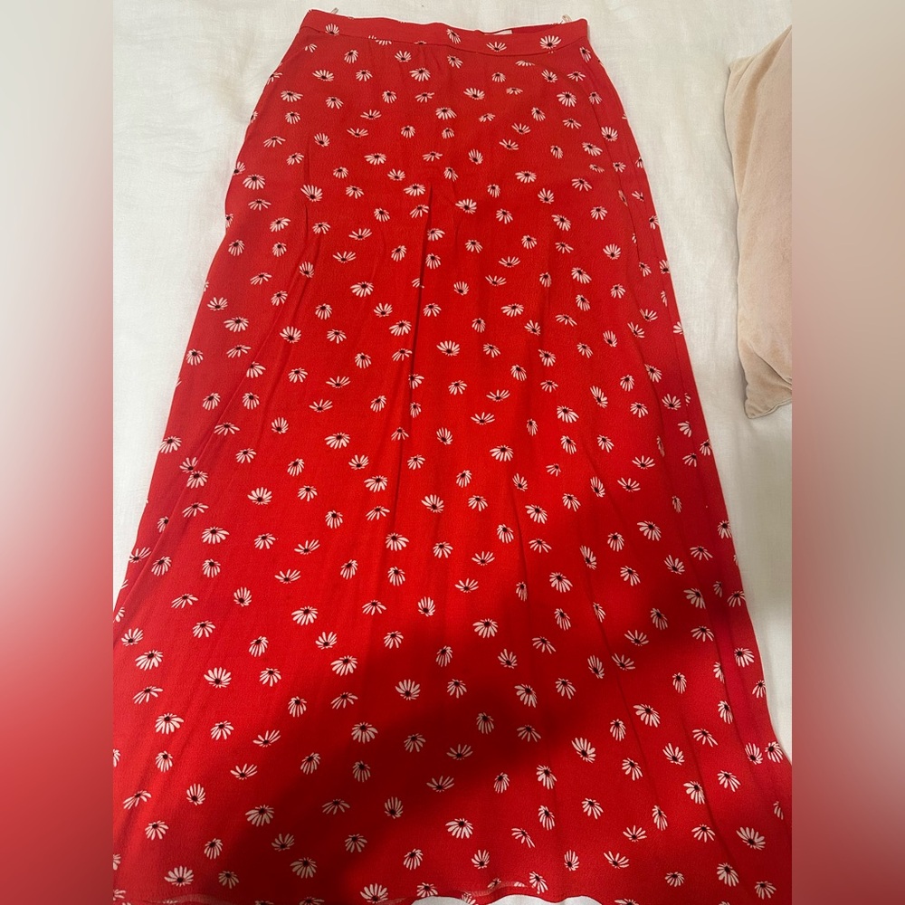 Aritzia Red Floral Skirt